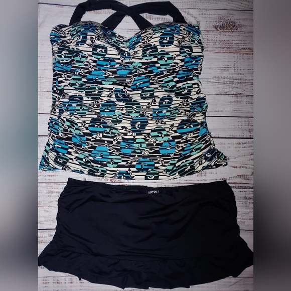 Apt 9 Tankini Swimsuit, Skirted Bottoms, 3X - Picture 2 of 13